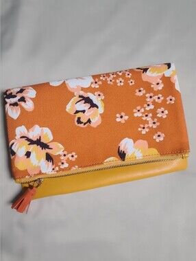 Rachel Pally Anthropologie Zahara Reversible Foldover Floral Clutch Bag - Orange